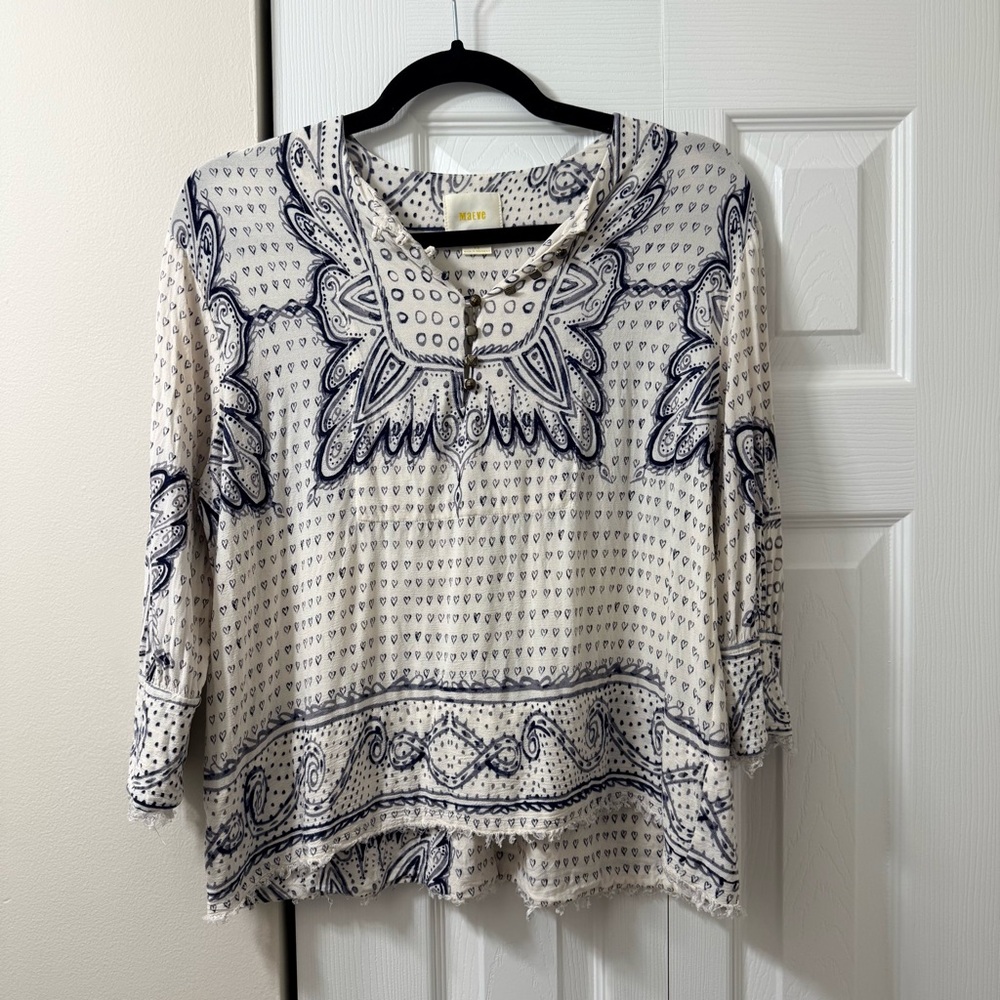 Maeve Cream and Navy Blouse